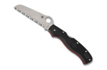 Image of Spyderco Rescue 3 Lightweight Thin Red Line Folding Knife, 3.57in, VG-10 Serrated Sheepsfoot Blade, Black FRN Handle, C14FSBKRD3