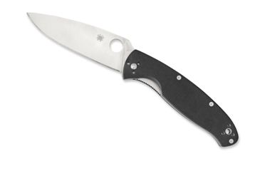 Image of Spyderco Resilience Folding Knife, 4.25 in, 8Cr13MoV, Silver Fine Edge Drop Point Blade, G-10 Steel, Black Handle C142GP