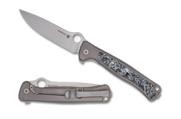 Image of Spyderco Slym Folding Knives, 3.42in, M390, Titanium/Carbon Fiber, Satin, Titanium, 716104000487
