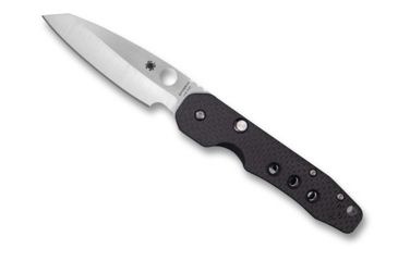 Image of Spyderco Smock Folding Knives, 3.39in, Plain Stonewashed CPM S30V SS, Wharncliffe Blade, Black Textured Carbon Fiber G10 Handle, C240CFP