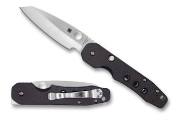 Image of Spyderco Smock Folding Knives, 3.39in, Plain Stonewashed CPM S30V SS, Wharncliffe Blade, Black Textured Carbon Fiber G10 Handle, C240CFP