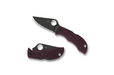 Image of Spyderco Manbug Lightweight Folding Knife, 1.9 in, Micro-Melt PD#1, Leaf Shape, Plainedge, Black Blade, FRN Burgundy Handle, MBBGBKP