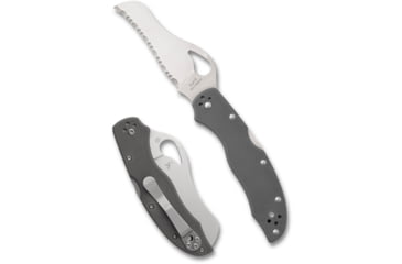 Image of Spyderco Gooney Assisted Opening Folding Knife, 3.44in, 9Cr14MoV, Sheepsfoot, G10 Grey Handle, BY24GSGY
