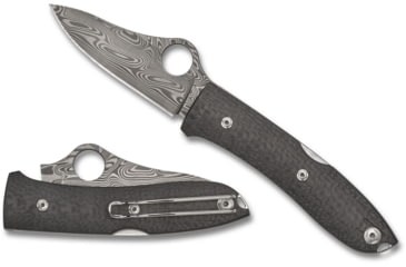 Image of Spyderco SpyOpera Thor Sprint Run Folding Knife, 2.90in, Thor Damasteel, Black Carbon Fiber Handle, C255CFPD