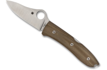 Image of Spyderco SpyOpera Folding Knife, 2.88 in, M390 Steel, Leaf Blade, Canvas Micarta Scales, Brown Handle, C255CMP