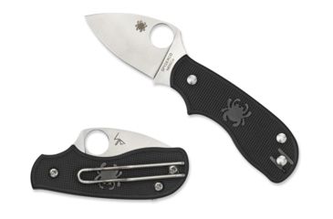 Image of Spyderco Squeak SlipIt Folding Knife, 2in, N690Co, Clip Point Blade, Satin Finish, Plain Edge, FRN Black Handle, C154PBK