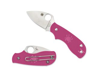 Image of Spyderco Squeak SlipIt Folding Knife, 2in, N690Co, Clip Point Blade, PlainEdge, FRN Pink Handle, C154PPN