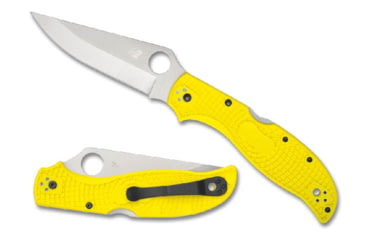 Image of Spyderco Salt Stretch 2 Lightweight Folding Knife, 3.95in, H-2 Steel, Drop Point Blade, FRN Yellow Handle, Silver Blade, C258PYL