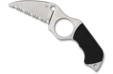 Image of Spyderco Swick 5 Fixed Blade Knife, 2.73in, LC200N Serrated Wharncliffe Blade, Boltaron Sheath, Black G10 Handle, Black, FB14S5