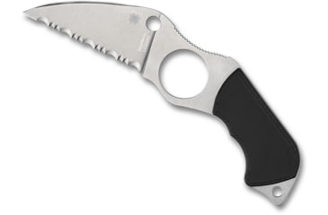 Image of Spyderco Swick 6 Fixed Blade Knife, 2.73in, LC200N Serrated Wharncliffe Blade, Boltaron Sheath, Black G10 Handle,, FB14S6