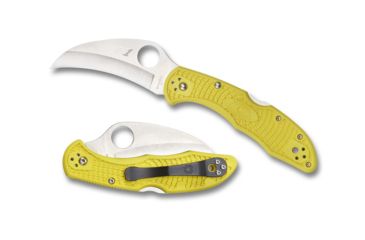 Image of Spyderco Salt Tasman 2 Lightweight Folding Knife, 2.91in, H-1, Hawkbill Blade, PlainEdge, FRN Yellow Handle, C106PYL2