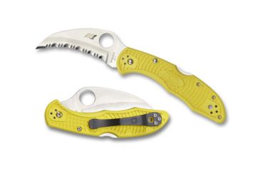 Image of Spyderco Salt Tasman 2 Lightweight Folding Knife, 2.91in, H-1 Steel, Hawkbill Blade, SpyderEdge, FRN Yellow Handle, C106SYL2