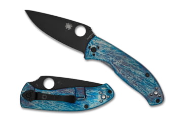 Image of Spyderco Tenacious Folding Knife, 3.35 in, D2, Blue, Titanium, Diamond Like Coating, C122TIBLBKD2P