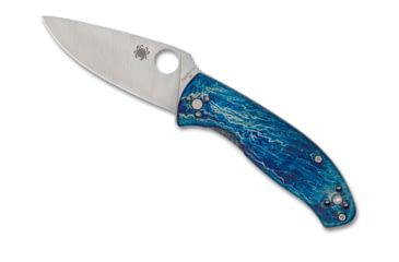 Image of Spyderco Tenacious Folding Knife, 3.35 in, D2, Blue, Titanium, Satin, C122TIBLD2P