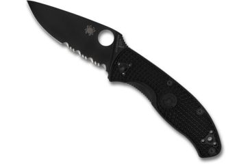 Image of Spyderco Tenacious FRN Folding Knife, 3.39in, 8Cr13MoV, Drop Point Blade, Partially Serrated, FRN Black Handle, C122PSBBK