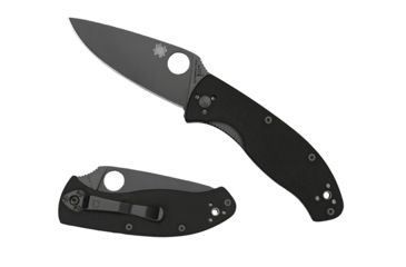 Image of Spyderco Tenacious Folding Knife, 3.39 in, Black Plain Blade, Black G-10 Handle, C122GBBKP