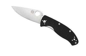 Image of Spyderco Tenacious Folding Knife, 3.39 in, Silver Plain Blade, Black G-10 Handle, C122GP