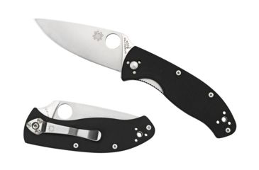 Image of Spyderco Tenacious Folding Knife, 3.39 in, Silver Plain Blade, Black G-10 Handle, C122GP