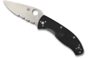 Image of Spyderco Tenacious Lightweight CombinationEdge Folding Knife, 3.39 in, 8Cr13MoV, Clip Point Blade, FRN Black Handle, C122PSBK
