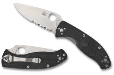 Image of Spyderco Tenacious Lightweight CombinationEdge Folding Knife, 3.39 in, 8Cr13MoV, Clip Point Blade, FRN Black Handle, C122PSBK