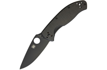 Image of Spyderco Tenacious Folding Knife, 3.5in, Black 8Cr13MoV Steel, Leaf Blade, Carbon Fiber/G10 Handle, C122CFBBKP