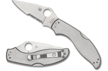 Image of Spyderco UpTern Lock Back Folding Knife, 2.82in, 8Cr13MoV, Plain Drop Point Blade, Stainless Steel Handle, C261P