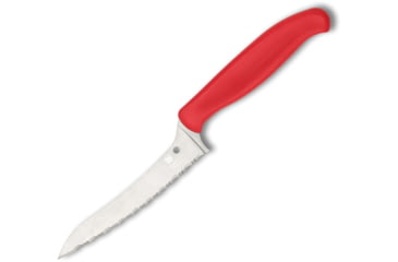 Image of Spyderco Z-Cut Kitchen Knife Red, 4.5 satin finish serrated CTS-BD1 stainless blade, Red polypropylene handle, K14SRD