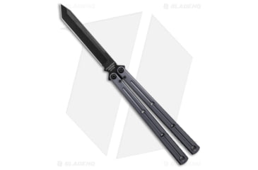 Image of Squid Industries Krake Raken V3 Butterfly Folding Knife, 4.50in, AEB-L Steel, Tanto Blade, Aluminum, Gunmetal Handle, Gunmetal/Black, 10.125 inch, BHQ-103494