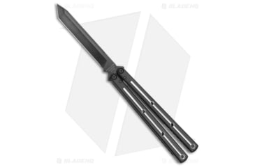 Image of Squid Industries Krake Raken V3 Butterfly Folding Knife, 4.50in, AEB-L Steel, Tanto Blade, Aluminum, Black/Gray Handle, Black/Gray/Black, 10.125 inch, BHQ-103495
