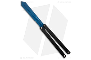 Image of Squid Industries Swordfish Alum Butterfly Folding Knife, 4.75in, Aluminum, Trainer Blade, Aluminum, Black Handle, Black/Blue, 10.625 inch, BHQ-187738