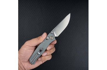 Image of SRM Knives 255L-GK Ambi Lock Gray Folding Knife, 4.25in Closed, 3.25in Brushed Finish 10Cr15CoMoV SS Blade, Gray G10 Handle, 255L-GK