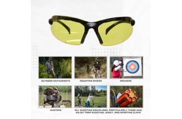 Image of SSP Eyewear Denial Bifocal Shooting Glasses w/ 2.25 Magnification Kit, Black Frame, Amber, Clear And Smoked Lenses, DENIAL 225 KIT