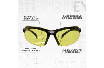 Image of SSP Eyewear Denial Bifocal Shooting Glasses w/ 2.25 Magnification Kit, Black Frame, Amber, Clear And Smoked Lenses, DENIAL 225 KIT