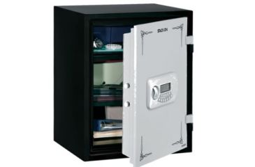 Image of Stack-On Personal Safe, Electronic Lock, 90-Minute/1700 Degree Fire Rated, Matte Black/Silver, Silver/Black, Medium PSF-817K