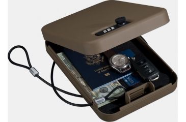 Image of Stack-On Portable Case Gun Safe w/Combination Lock,9.5x6.5x1.75in,Sand PC-95C-S