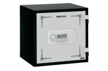 Image of Stack-On Small Personal Safe, Electronic Lock, 90-Minute/1700 Degree Fire Rated, Matte Black/Silver, Silver/Black, Medium PSF-809K