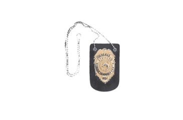 Image of Stallion Leather Neck Chain Badge Holder, Black - BHSN-1