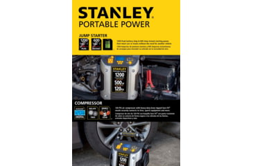 Image of Stanley 1200 Peak Amp 12V Jump Starter, Power Station &amp; Air Compressor, Yellow/Black, J5CPD
