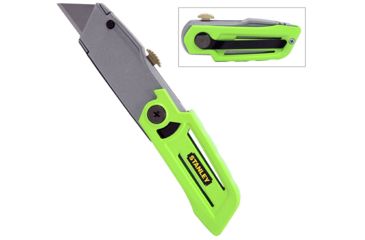 Image of Stanley Tools 6in High Visibility Folding Utility Knife, High Carbon Steel 2-7/16 in Blade, Green Handle, 10-823