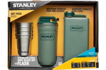 Image of Adventure Stainless Steel Shots and Flask Set-Hammertone Green