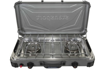 Image of Stansport Boulder Series 2-Burner Propane Stove, 2x 25K BTU Burners, Gray, 24.24L x 17W x 15.5H, 212-700