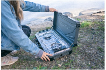 Image of Stansport Boulder Series 2-Burner Propane Stove, 2x 25K BTU Burners, Gray, 24.24L x 17W x 15.5H, 212-700