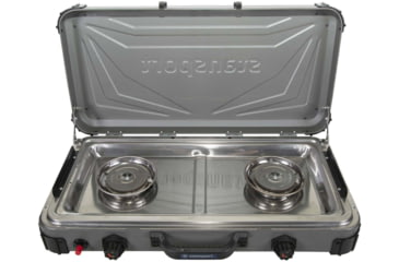 Image of Stansport Boulder Series 2-Burner Propane Stove, 2x 25K BTU Burners, Gray, 24.24L x 17W x 15.5H, 212-700
