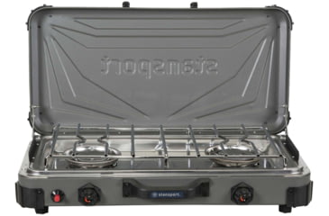 Image of Stansport Boulder Series 2-Burner Propane Stove, 2x 25K BTU Burners, Gray, 24.24L x 17W x 15.5H, 212-700