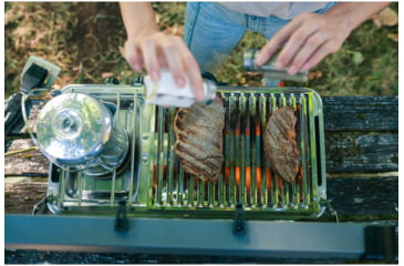 Image of Stansport Boulder Series Propane Stove &amp; Grill Combo w/ Piezo Igniter, Gray/Black, 23.75L x 16.75W x 15H, 206-700