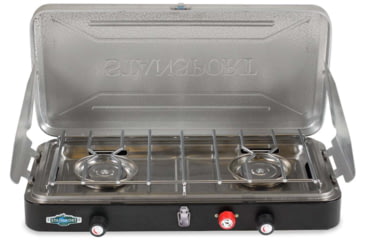 Image of Stansport Deluxe 2-Burner Propane Stove, 2x 25K BTU Burners, Black, 213-300