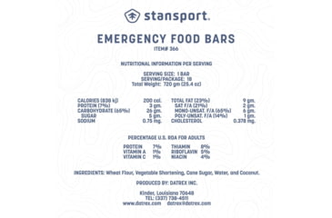 Image of Stansport Emergency Food Bars - 3600 Calories, Blue, 3.75L x 2.5W x 4.75H, 366