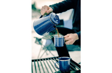 Image of Stansport Enamel 8 Cup Coffee Pot with Percolator, 4 Mugs, 12 oz. 192449