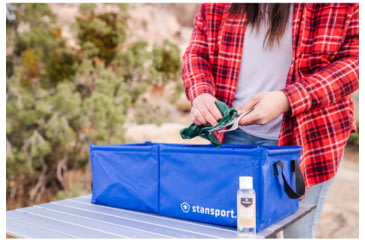 Image of Stansport Outdoor Double Sink, Multi-Purpose, Blue, 22.75x11.75x7.25, 879