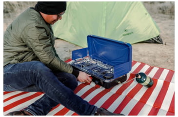 Image of Stansport Propane Stove, w/2 - 25 K and 1-10 K Burners, Blue, 212-300-50